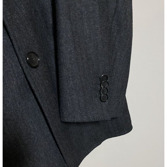 Hugo Boss $450 Mens Herringbone Charcoal Gray Wool Military Style‎ Jacket Sz 38R - Picture 2 of 10